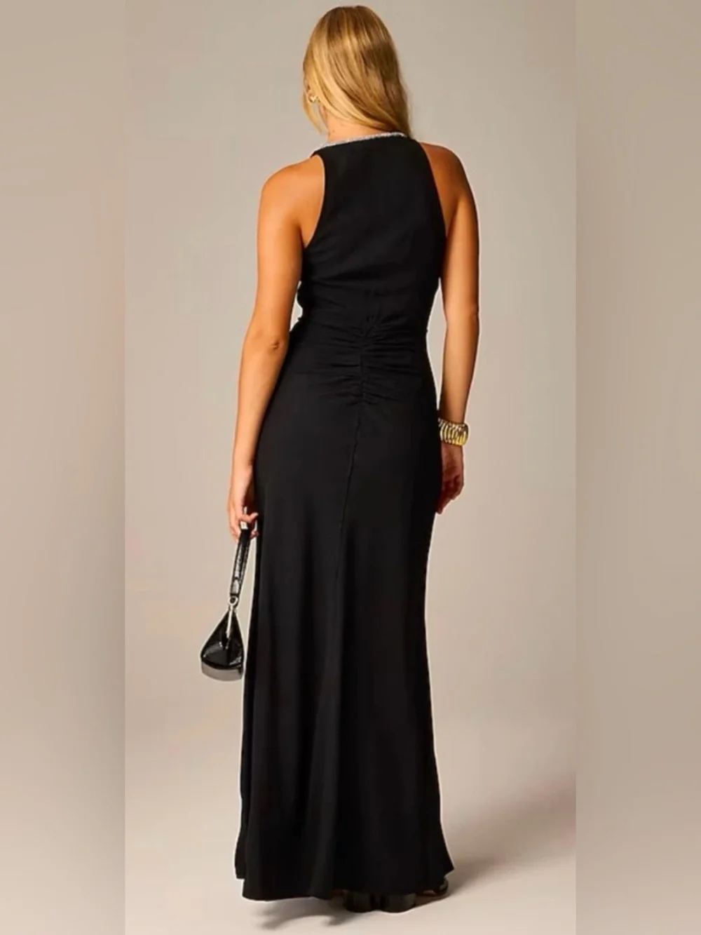 J.Crew Collection Full-length embellished ruched dress in black - Picture 5 of 9